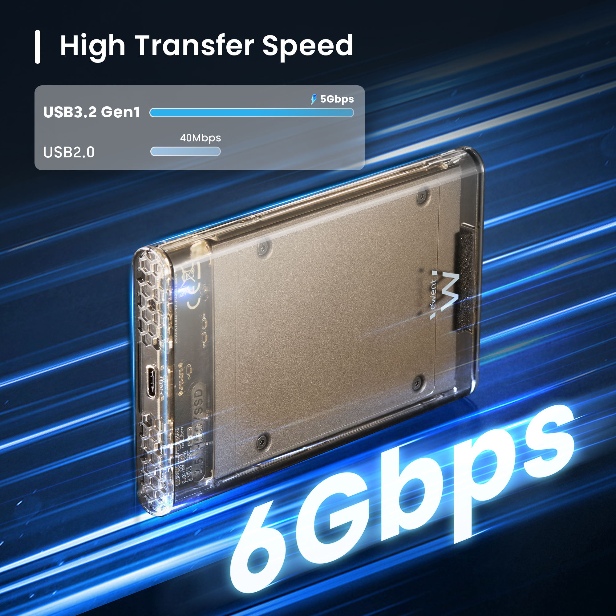CAJA HDD EWENT EW7068 USB3.2 GEN1 2.5 SATA USB-C - miniatura 2